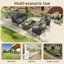 4-piece Outdoor Patio Set With Plastic Wood Table & Rope Storage, Loveseat + 2 Armchairs-1903667873-1903667875