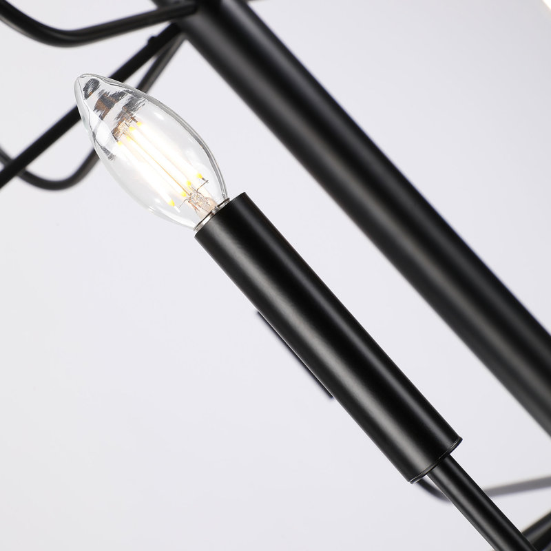 Yanibel 15-Light 2-Tier Minimalist Candlestick Chandelier, Black