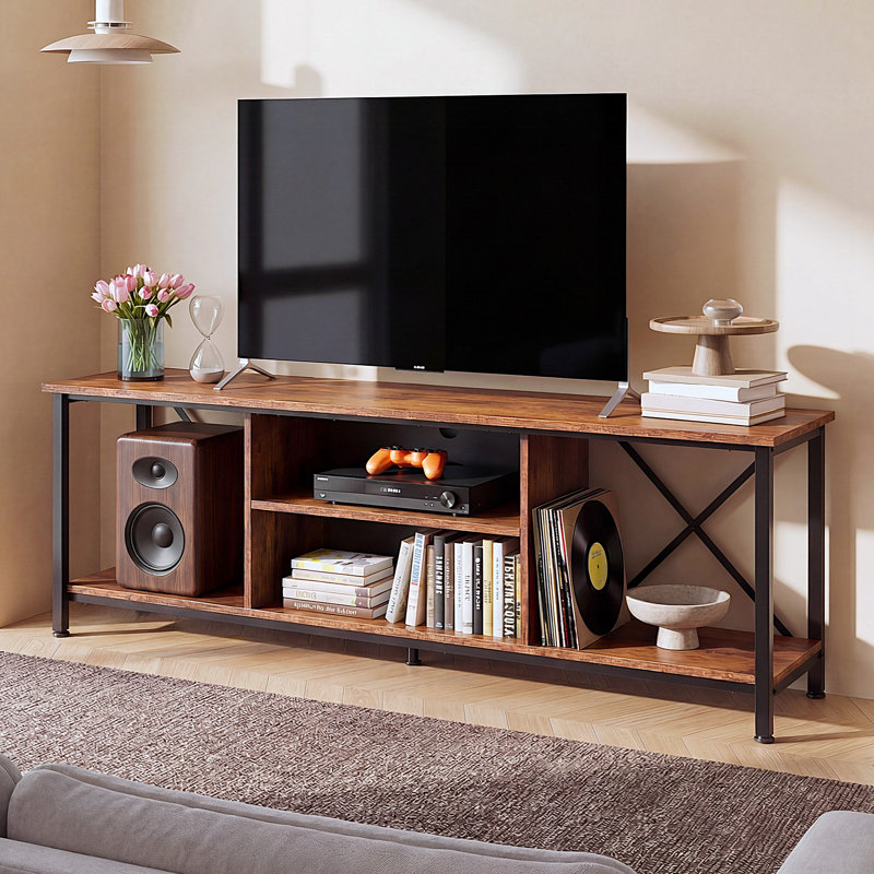 Palermo 63" W TV Stand for 70 Inch TVs with Open Storage, Modern Entertainment Center with Adjustable Shelves for Living Room, Industrial TV Console with Sturdy Metal Frame