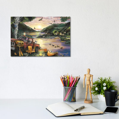 «Lakefront Camping I» par Ed Wargo - peinture sur toile tendue