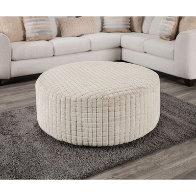 Repose-pieds rond doux de style transitionnel en chenille brun clair