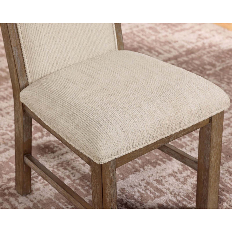 Transitional Style 2Pcs Side Chairs Rustic Oak Solid Wood