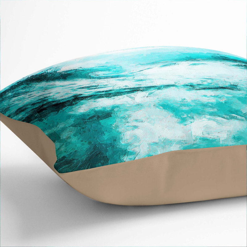 Curled Wave In New Zealand In Abstract Square Throw Cushion, 40cm H x 40cm W x 15cm D, Stone