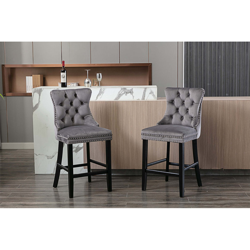 Tabouret de comptoir Jaquory, gris, Noir