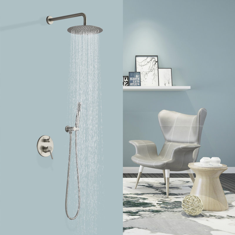 Système de douche complet avec valve brute, Nickel brossé