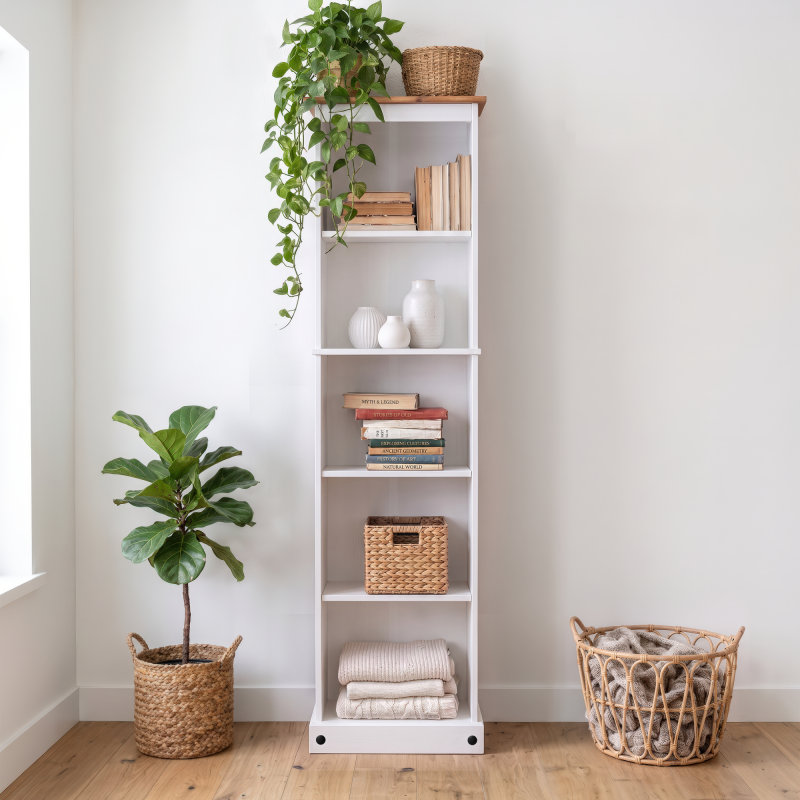 Mercers Furniture Corona White Tall Narrow Bookcase - White - Image 5