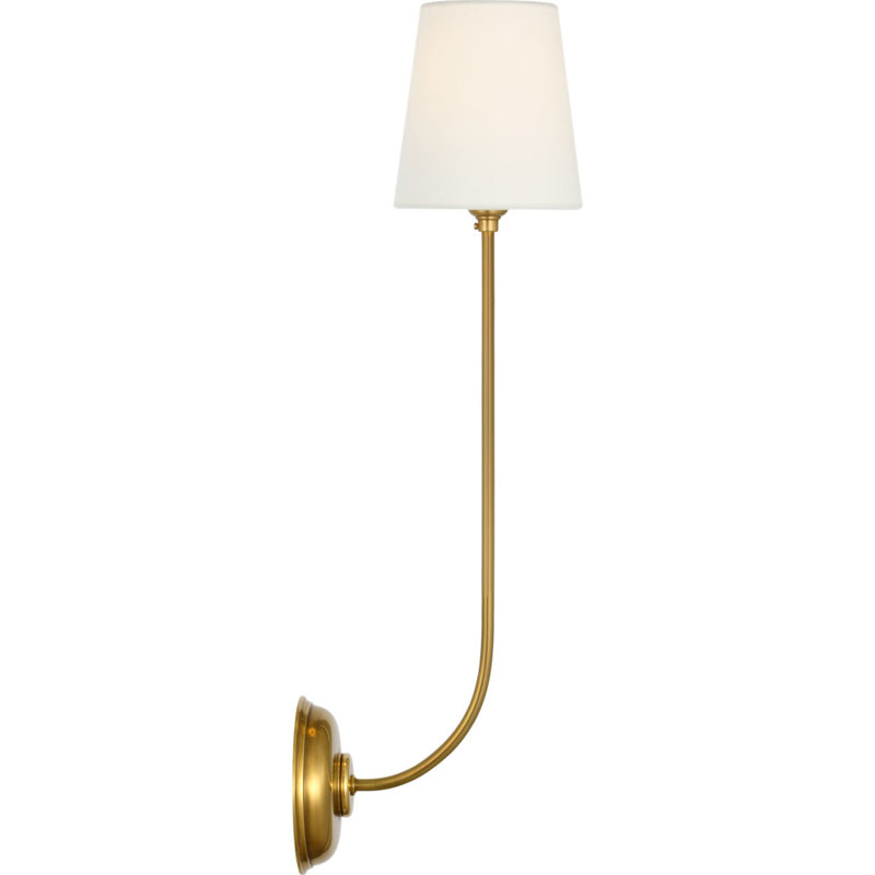 Vendome 26" Single Sconce with Linen Shade, Hand-Rubbed Antique Brass