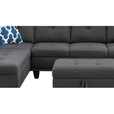 Alger 98" Wide Left Hand Facing Sofa & Chaise With Ottoman