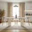 Table de salle à manger élégante et moderne, couleur travertin, capacité de 70 lb | Panneau de particules enduit 100% mélamine, dimensions: 70,9 po x 29,5 po x 35,4 po | Design élégant en marbre beige uni pour les maisons et les salles à manger contemporaines-1958357149