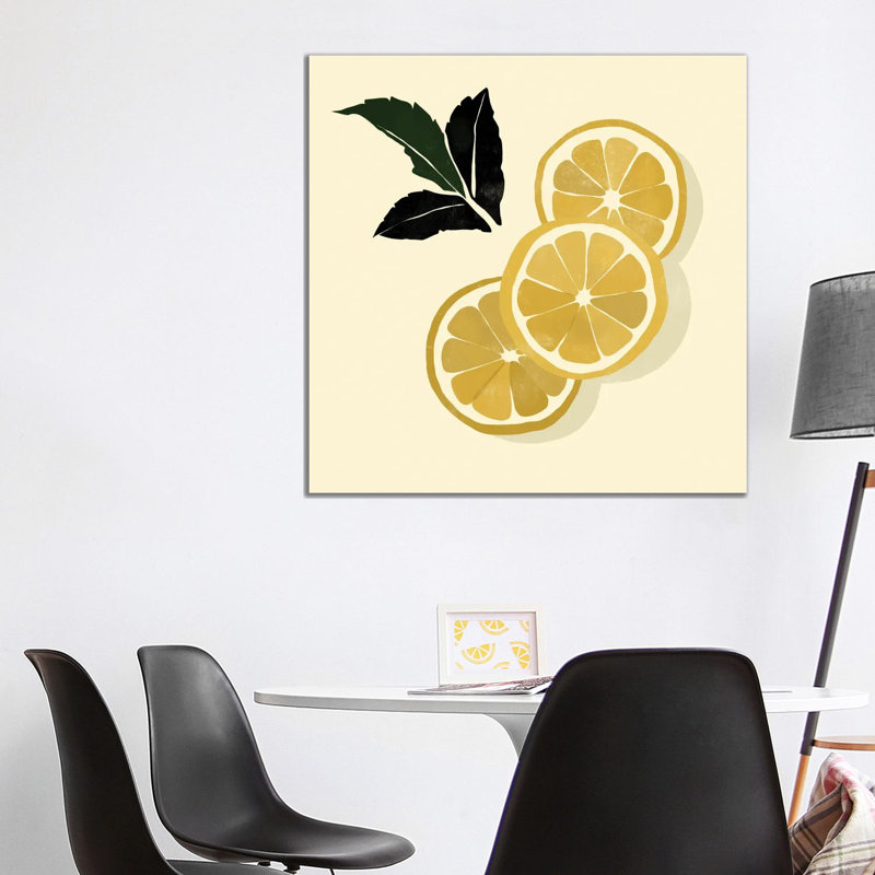 « Citrons » par Bria Nicole, impression d’art graphique, Toile tendue, Pas de tapis, H 18 po x l 18 po x 1,5 po