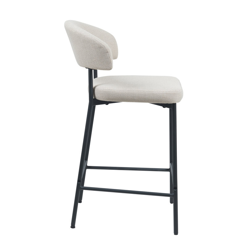 Tabouret de comptoir moderne à dossier courbé (ensemble de 2), Ivoire ivoire