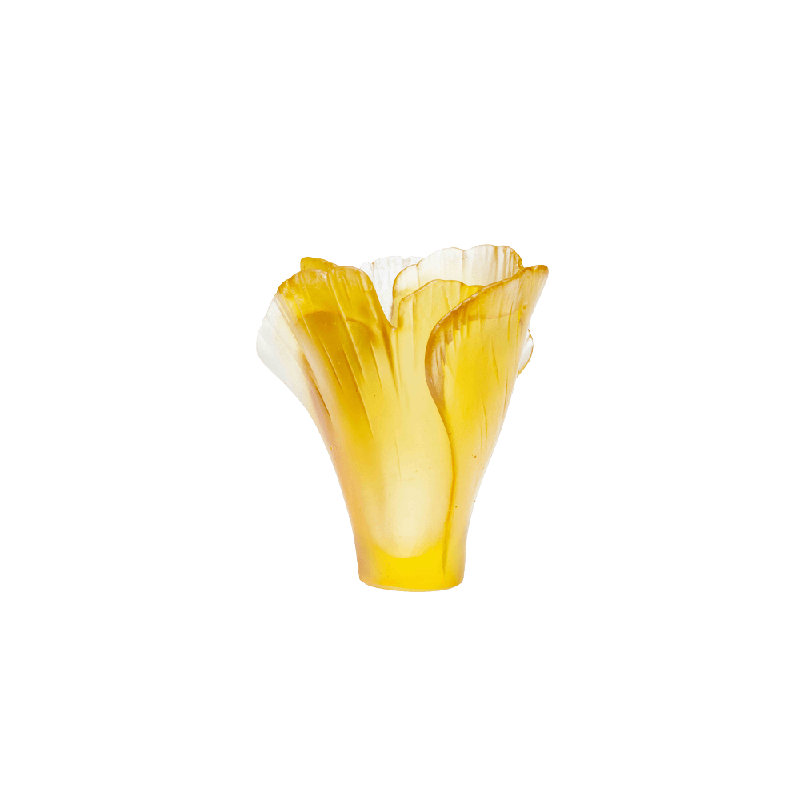 Ginkgo Handmade Crystal Table Vase, 11.8" H x 11" W x 11" D, Amber