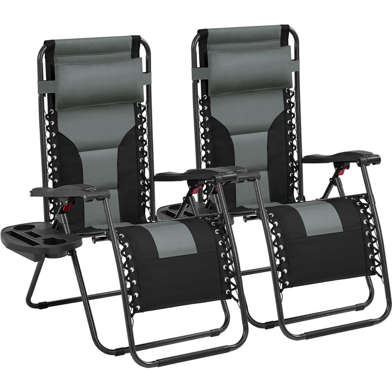 Colour Folding Camping Chair with Cushions, Grey