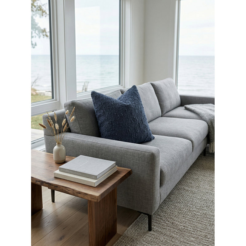 Navy Blue Cozy Boucle Cotton Pillow 20x20 with Down Insert, Aqua, Square 26", Pillow Cover Only - No Insert