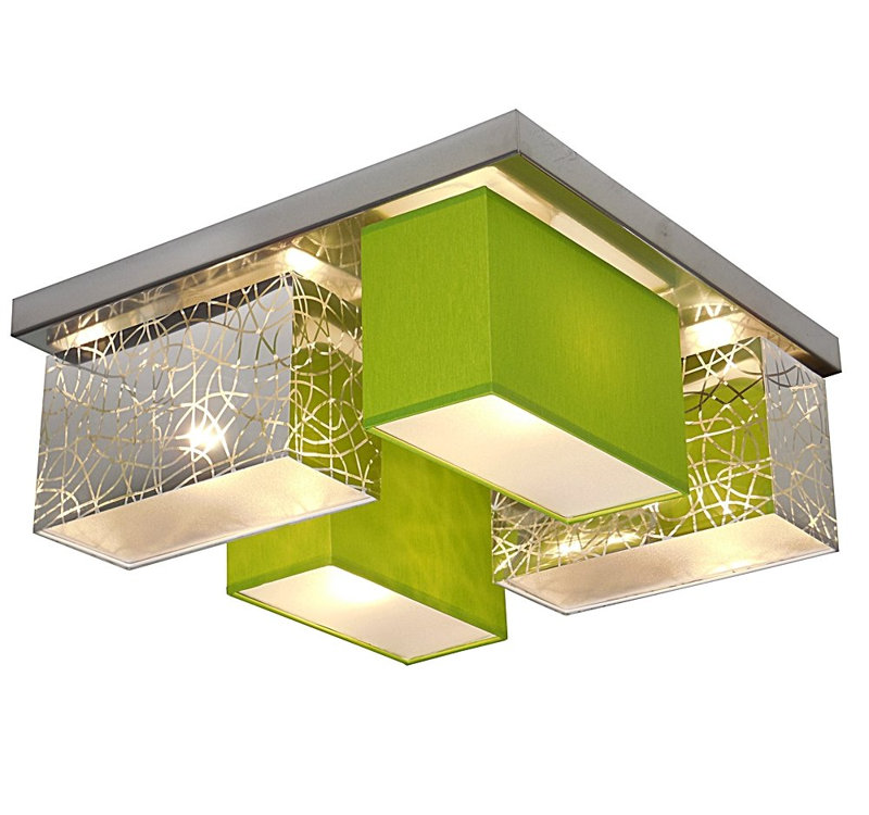 Pascoe Semi Flush Mount, Silver/Green