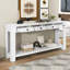 Table rustique chic antique blanche avec tablette et tiroirs pour le rangement de la console du vestibule: Design-2061601236