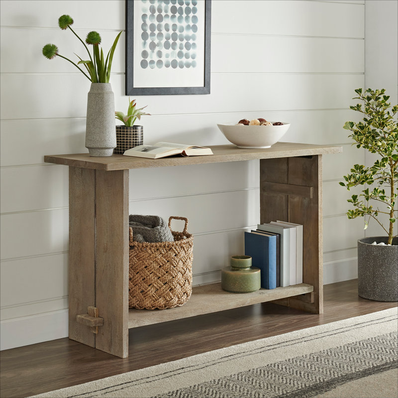 Castleton 52" Wide Industrial Rustic Farmhouse Solid Wood Console With 1 Open Shelf
