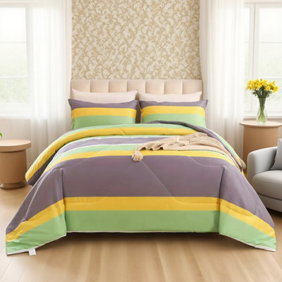 2/3 Piece Stripe Comforter Set Set Made Of Ultra-Fine Fiber Soft And Suitable For Home Bedrooms