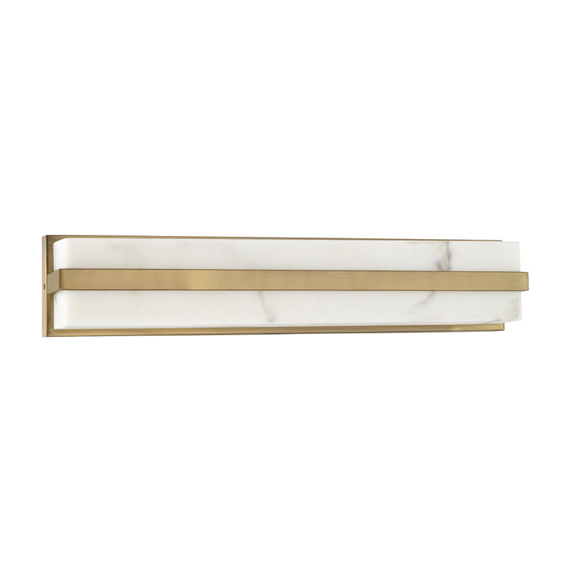 4.75" W x 24" H ADA Integrated LED Vanity Bath Bar in Aged Brass with Alabaster Glass, Aged Brass