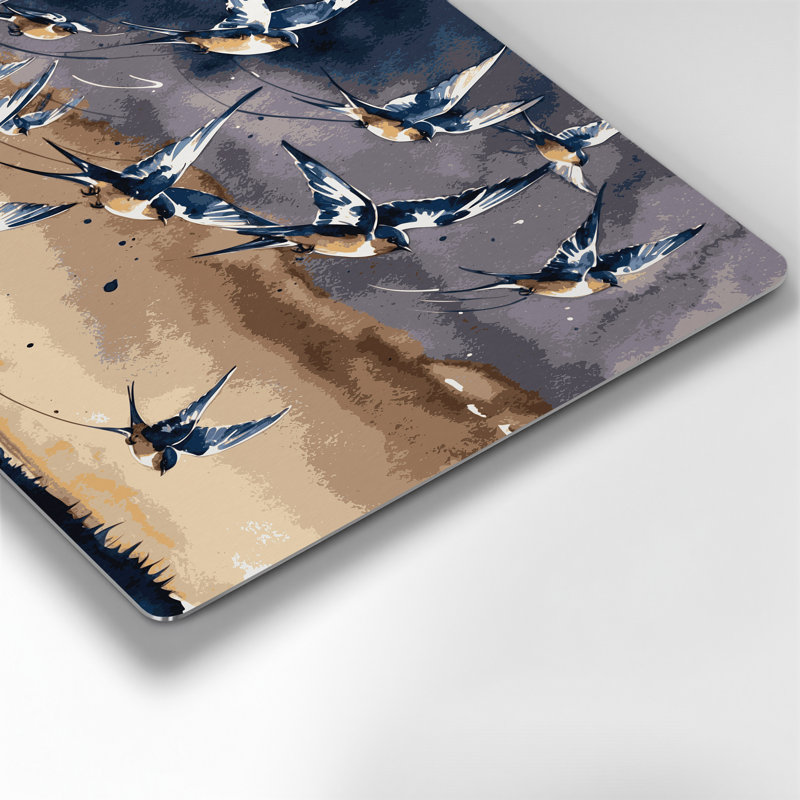 «Birds Barn Swallow», art mural en métal gris, H 240 po x l 240 po x P 0,05 po