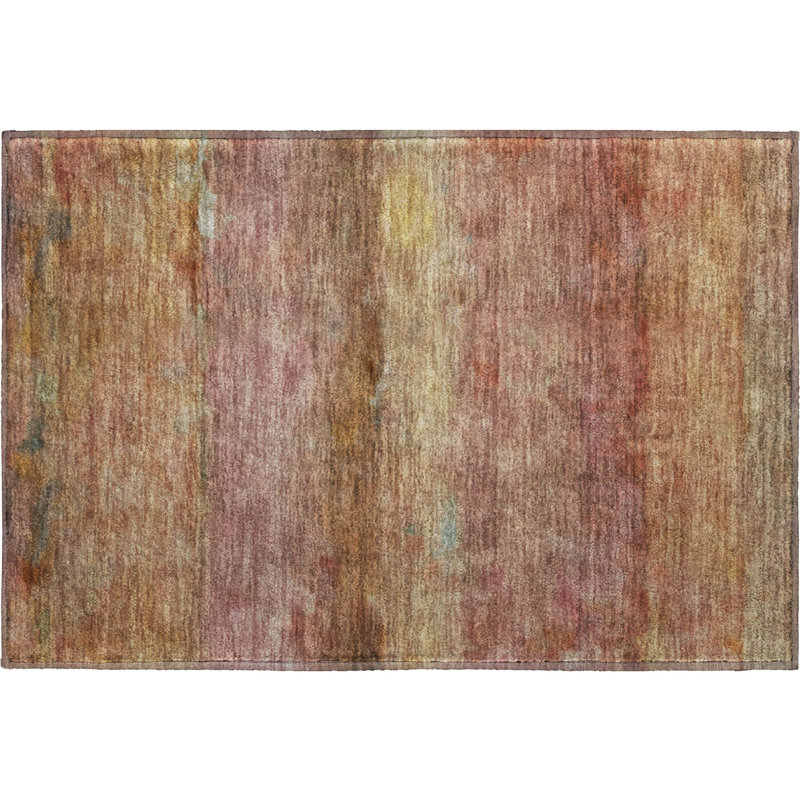 Premium Machine Washable Mayfield AMF2311 Stripes Rug, 1'8" x 2'6", Terracotta