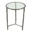 Ensemble de 2 tables de bout, plateau rond en verre, finition argent antique forgé