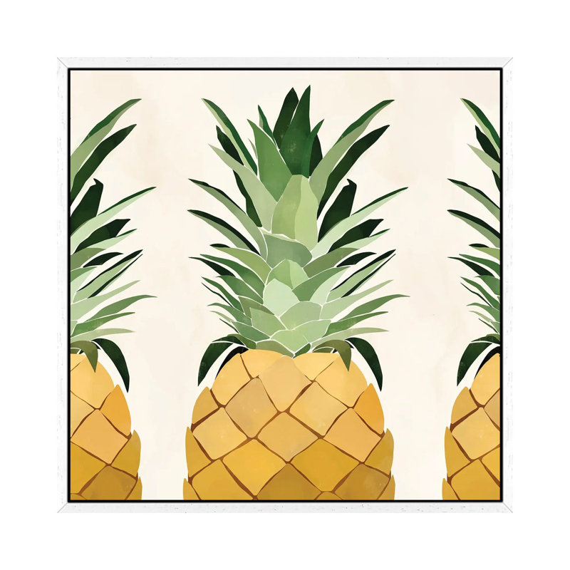 Pineapple Trio by Bria Nicole - Print on Canvas, 66.04 cm H x 66.04 cm W, White Framed Canvas