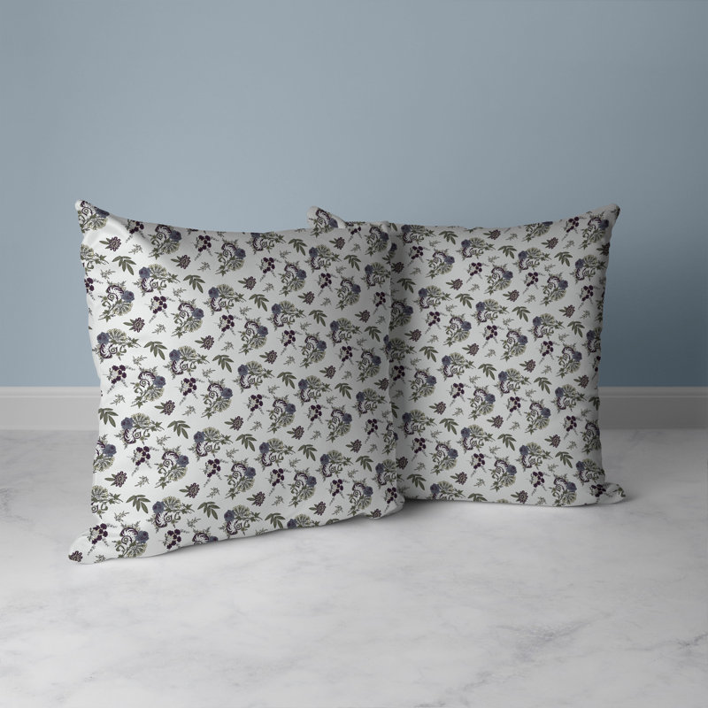 Coussin décoratif réversible intérieur / extérieur Rose Dreams, H 18 po x l 18 po, Blanc / vert