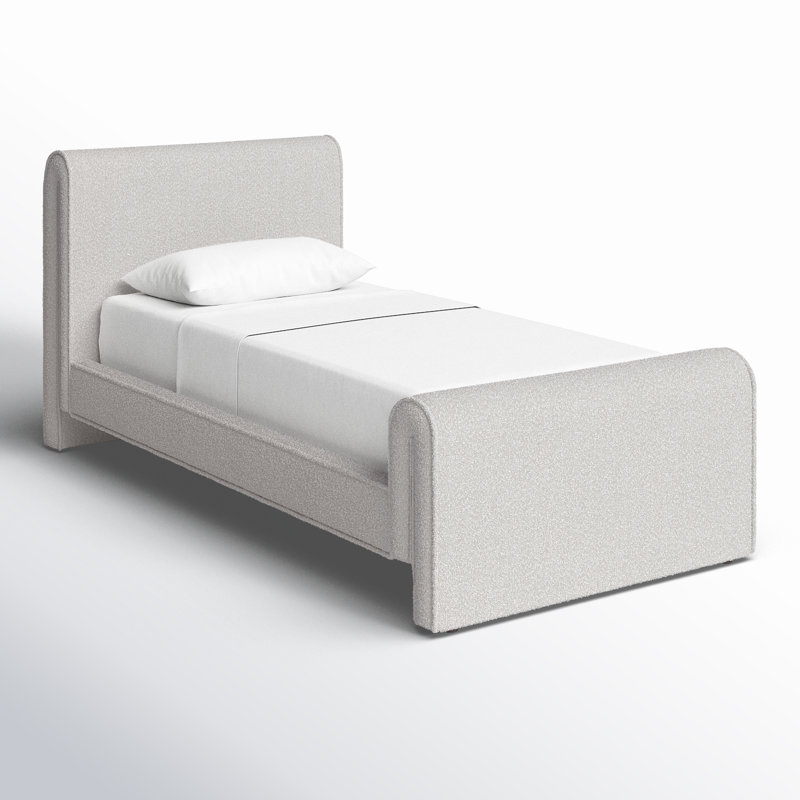 Chaylin Upholstered Platform Bed, Cream Boucle Fabric, Twin