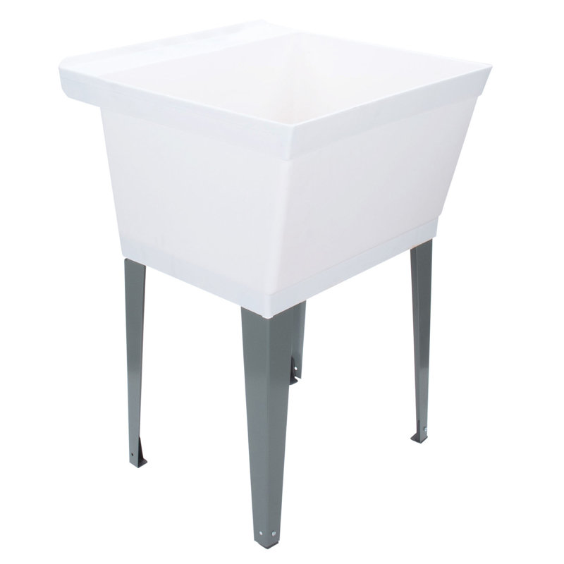Évier à lessive autoportant L 23,5 po x l 23,5 po, Blanc