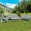 Coussin de fauteuil de piscine confortable Hips All Garden, blanc, avec surface d'entretien facile, blanc / gris, aspect grain de bois traité à la chaleur