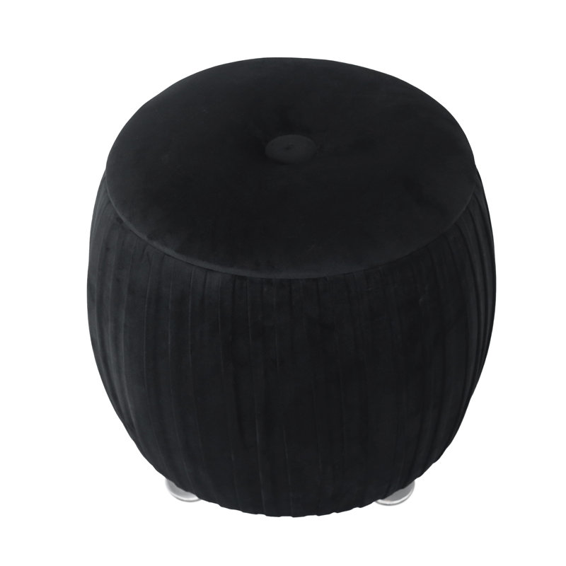 Sagebrook Home 19" Newry Black Velvet Storage Stool, Black