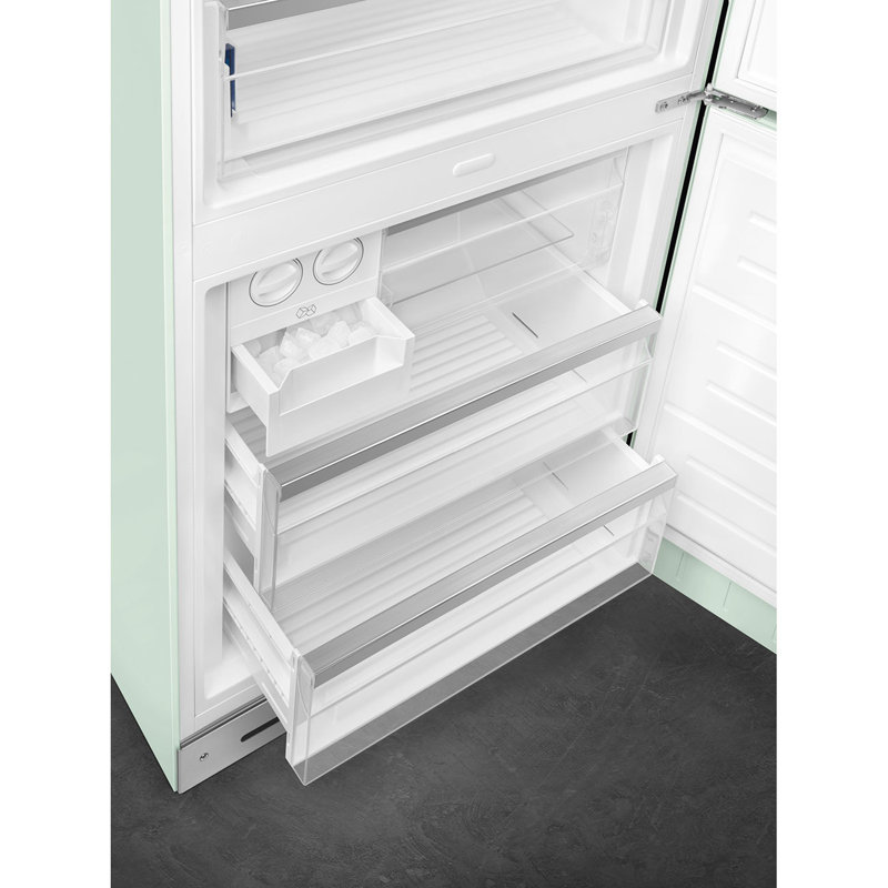 SMEG Réfrigérateur à congélateur inférieur 27,8 po Energy Star 16,26 pi. Cu., Gaucher, Vert pastel