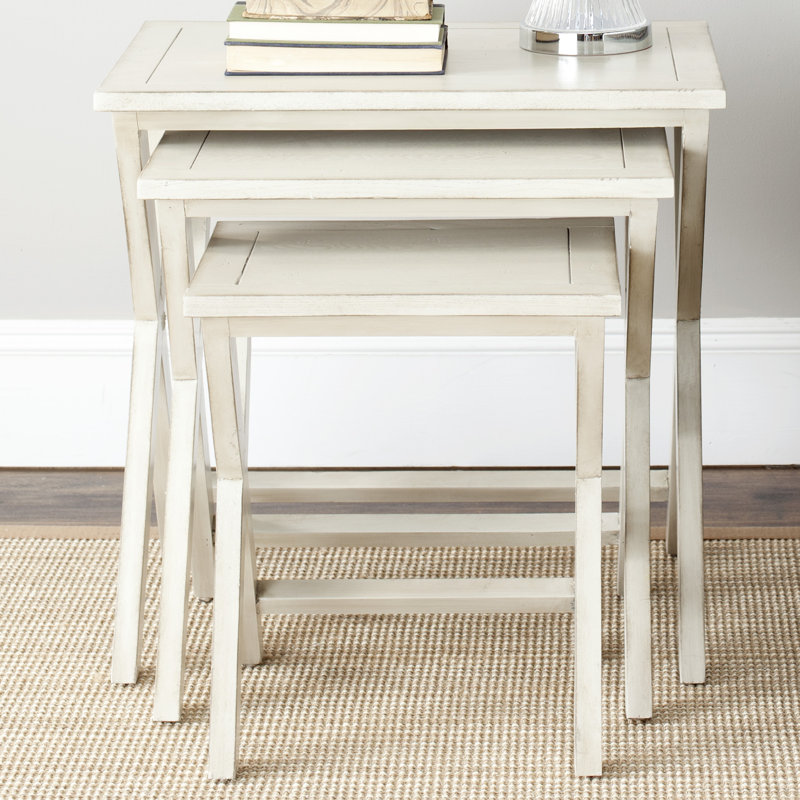 Tables gigognes en bois massif Joanna, Blanc