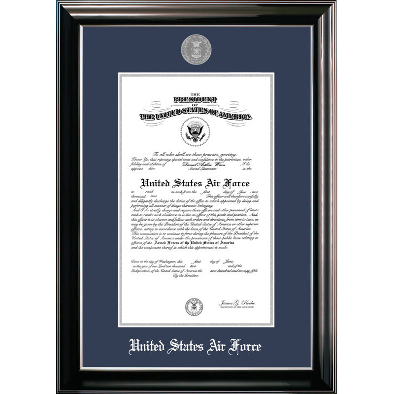 Cadre photo classique air force certificate, 8 po x 10 po, Noir / Bleu