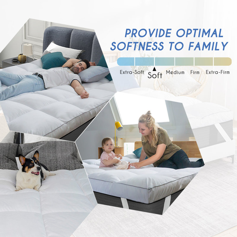 King Size White Down Alternative Mattress Topper with Elastic Bands