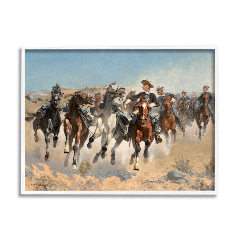 Chevaux au galop, troupeau de cowboys, H 11 po x l 14 po x P 1,5 po, Blanc