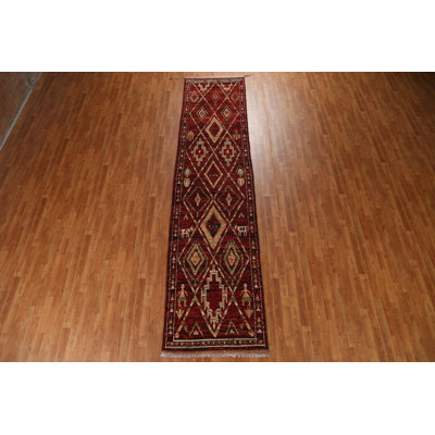 One-of-a-Kind 3'2" X 13'3" New Age Runner Wool Area Rug in