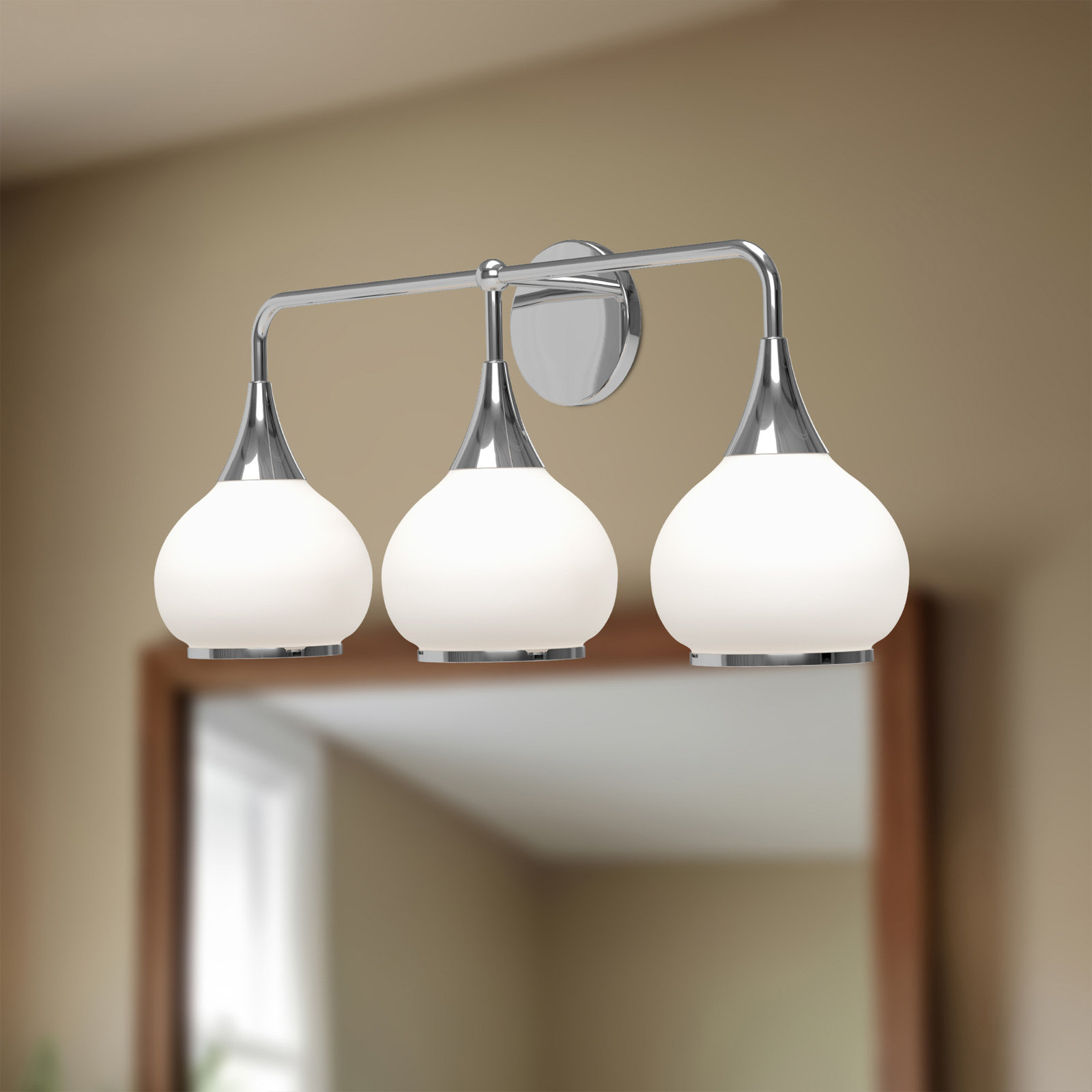 Marsi Vanity Light, Chrome, Opal Matte Glass, 3