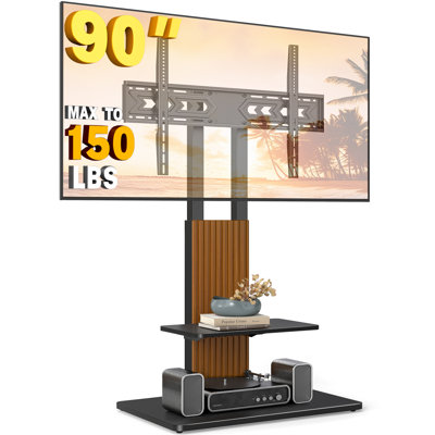 Floor Tv Cart Stand With Mount For 55 To 90 Inch Screens Up To 150 Lbs