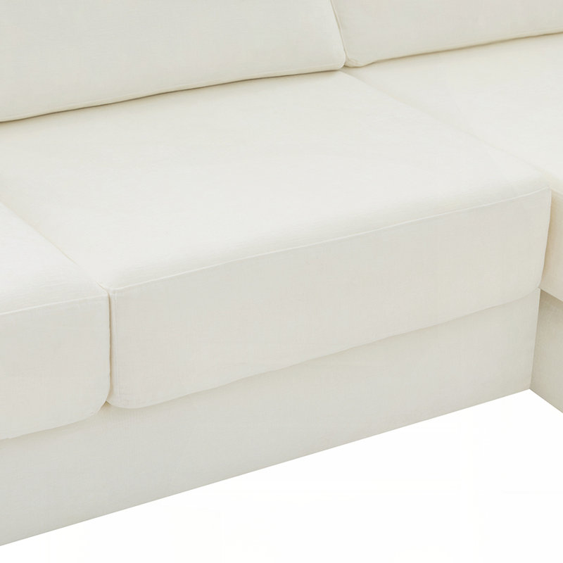 Canapé modulaire en forme de L de 113 po avec coussins double couche, pour un salon confortable et personnalisable, Beige