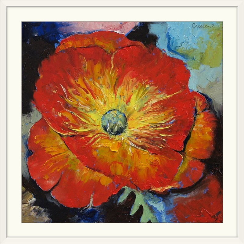 «Anjlee Red Poppy» par Michael Creese, reproduction d'art, H 35 po x l 35 po x P 1,5 po, Toile