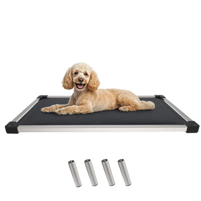 FXW TitanNest Chew-Proof Elevated Dog Bed, Raised Cot for Indoor/Outdoor/Camping Use, Durable & Washable Padded Pet Bed for Small Dogs, 35.0" L x 22.0" W x 4.5" H, Gray