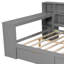 Lit plateforme en bois avec tablettes de rangement, tiroirs, station de charge, DEL, bureau et tête de lit tapissier-772845055-772845041