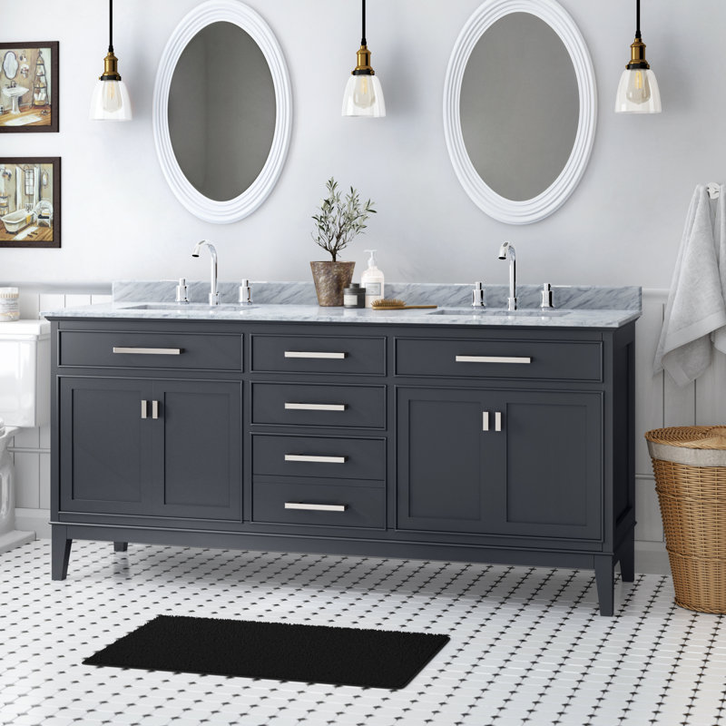 Ensemble de meuble-lavabo double 72 po Herrell, Gris érable