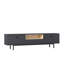 Meuble télé moderne avec option de fixation murale, couleur anthracite, 70,9 x 18,9 x 13,8 pouces | 100% panneau de particules enduit de mélamine, 0,7 po d'épaisseur | Pieds en métal durables, bandes de chant en PVC et tablettes multiples, design él