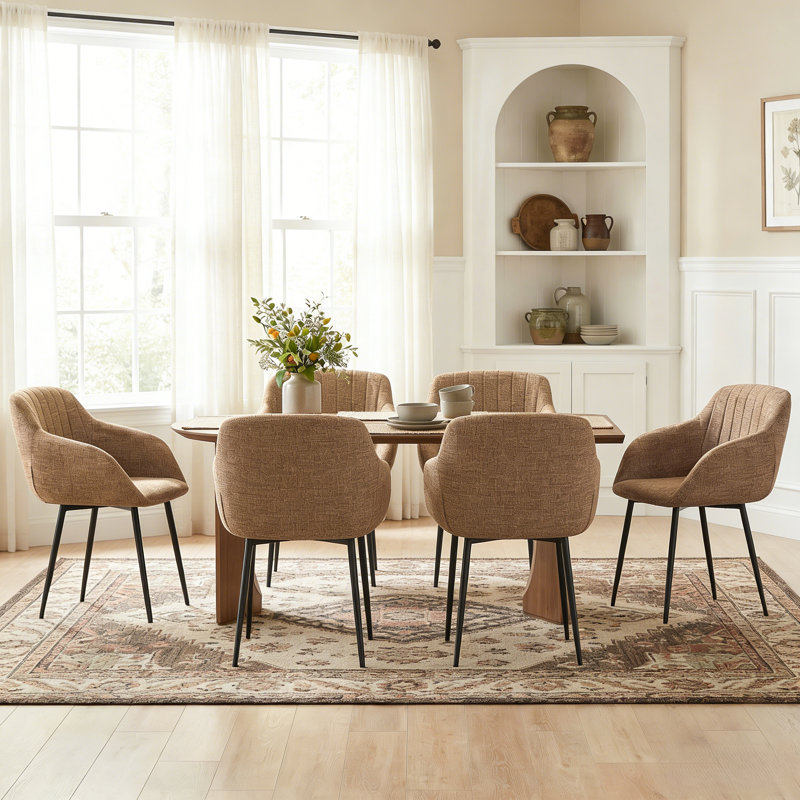 Ohio Upholstered Dining Chair, 6, Brown Chenille