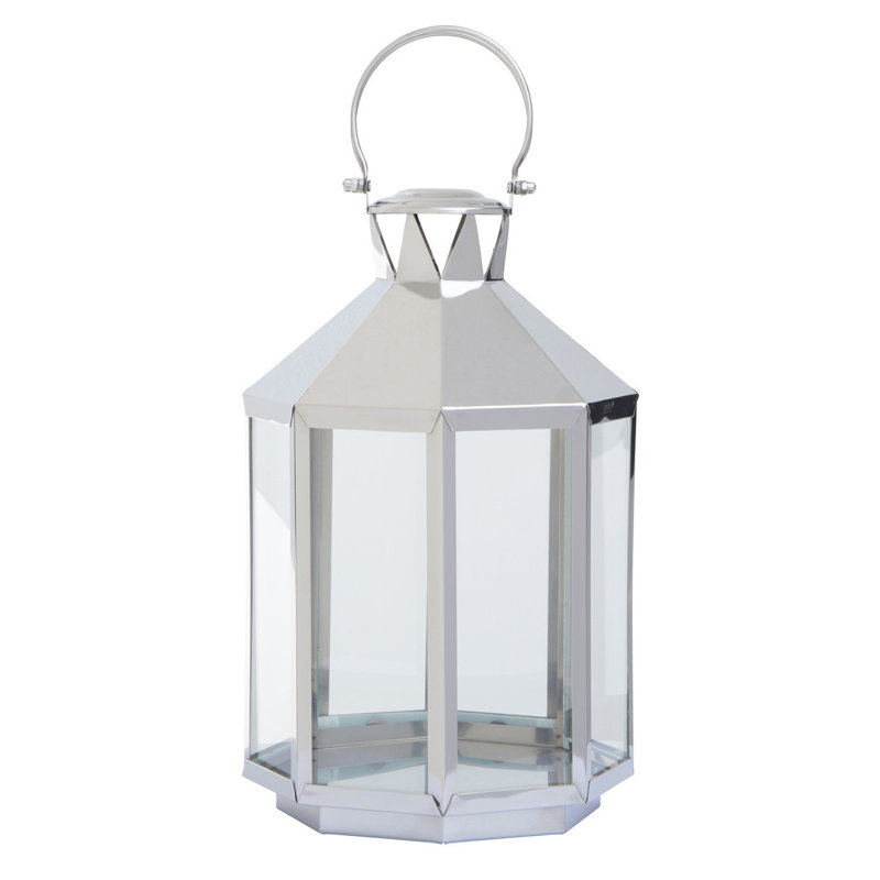 Searle Glass Tabletop Lantern, 40cm H x 27cm W x 27cm D
