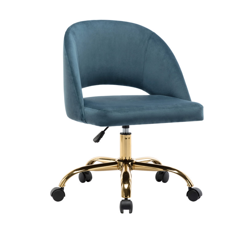 Shauna Velvet Office Chair, Blue