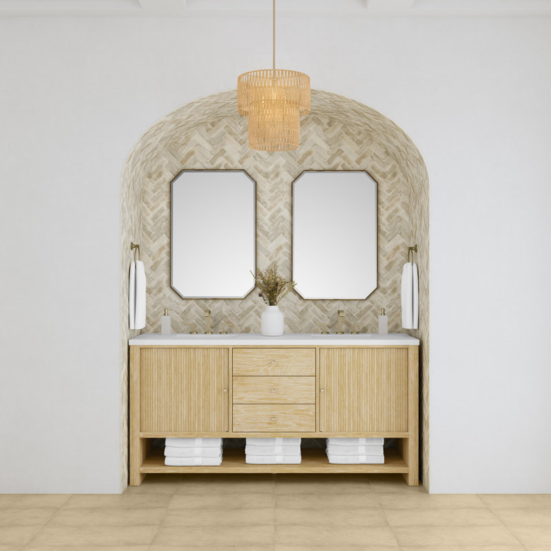 Marigot 72'' W Double Vanity, White Zeus, 8" Widespread